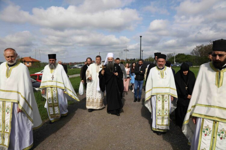 Patriarch of Serbia at the church of Holy Bishop Nikolaj of Ohrid and